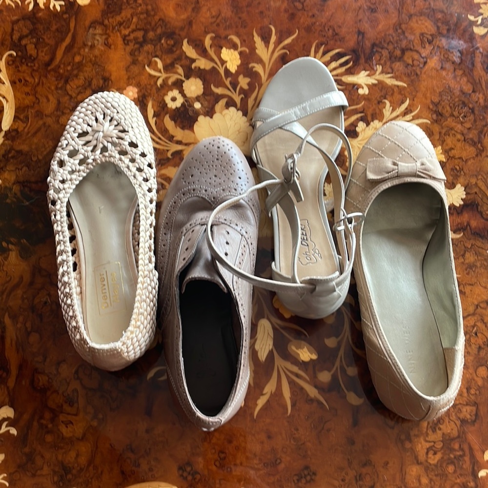 Lot 4 pairs FLAT SHOES SANDALS Nine West Oh Deer JOIE sz6 or 6.5